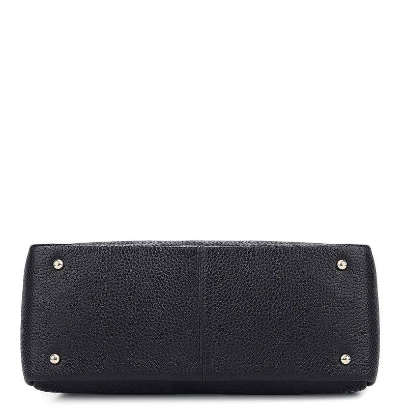 Da Milano Black Small Wax Leather Satchel - Black for Women | Best Price UAE